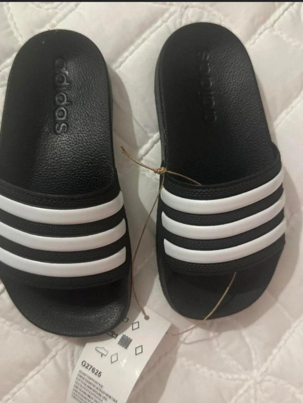 adidas Black and White Adilette Shower K Slides (Kids)